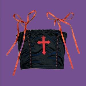 gothic red and black top